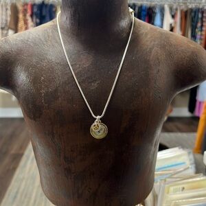 Brighton “B Happy” Silver Gold Peace Charm Dainty Necklace